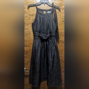 White House Black Market silk black mini dress with tie neck detail